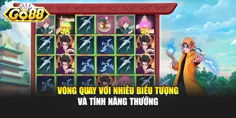 Vòng quay với nhiều biểu tượng và tính năng thưởng